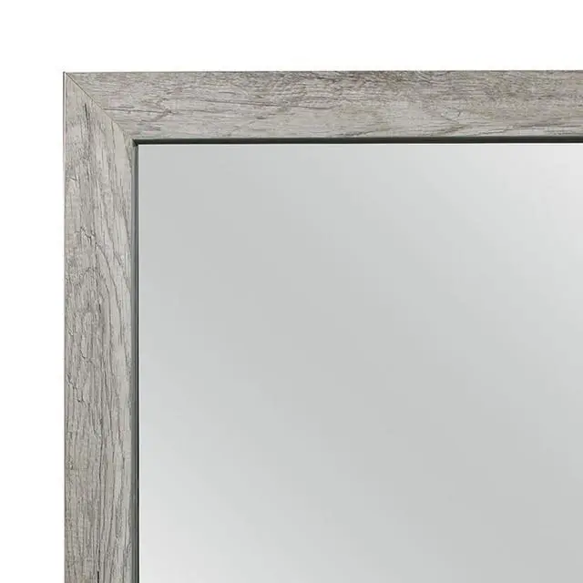 Alt view image 4 of 5 - 39 Inch Transitional Mirror, Square Wood Frame, Weathered Gray Veneer