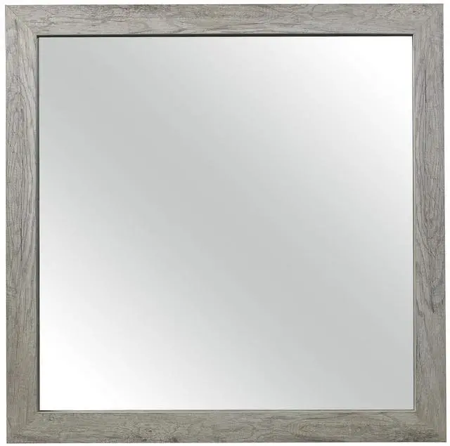 Main image of 39 Inch Transitional Mirror, Square Wood Frame, Weathered Gray Veneer