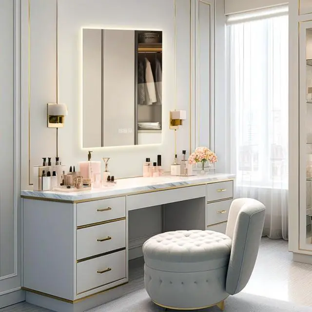 Alt view image 6 of 7 - 36" x 28" LED Bathroom Mirror Bright Backlight, 5 Mins Defog, Full HD Reflected Wall Mounted Vanity Mirror, 3 Colors Stepless Dimmable, CRI90+, Memory Function, Anti-Fog