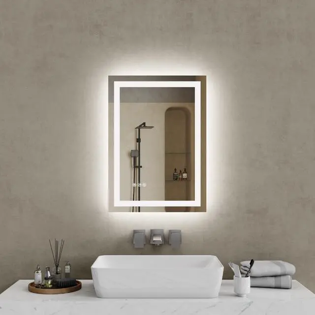 Alt view image 2 of 7 - 20"x28"LED Bathroom Mirror,Front-Lit and Back-Lit, Stepless Dimmable, 3 Colors CRI90+, Brightness Memory, Shatter-Proof,Anti-fog LED Vanity Mirror, IP44 Waterproof