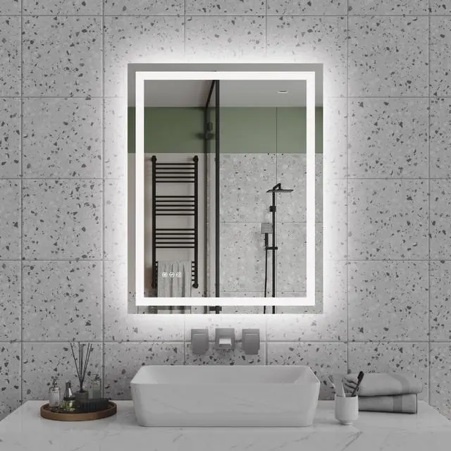 Alt view image 2 of 7 - 28"x36"LED Bathroom Mirror,Front-Lit and Back-Lit, Stepless Dimmable, 3 Colors CRI90+, Brightness Memory, Shatter-Proof,Anti-fog LED Vanity Mirror, IP44 Waterproof