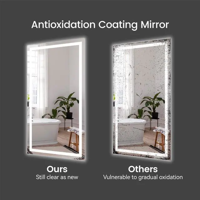 Alt view image 7 of 7 - 48"x36"LED Bathroom Mirror,Front-Lit and Back-Lit, Stepless Dimmable, 3 Colors CRI90+, Brightness Memory, Shatter-Proof,Anti-fog LED Vanity Mirror, IP44 Waterproof