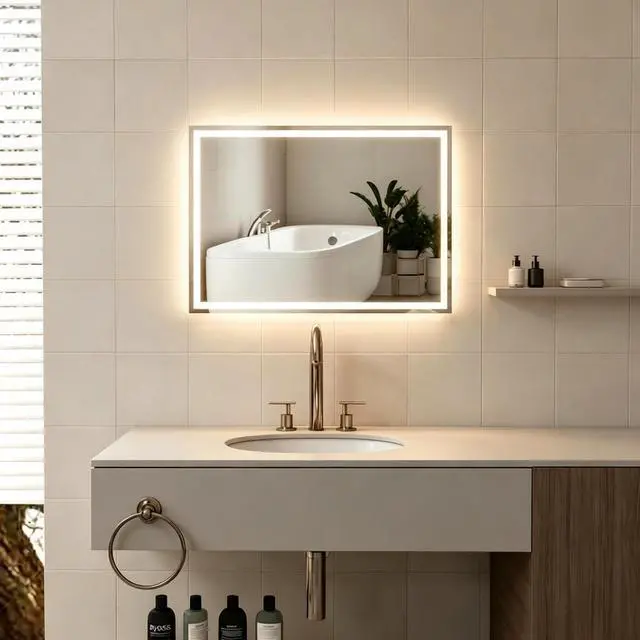 Alt view image 2 of 7 - Modern Lighted Makeup Mirror,Wall-mounted Design Bathroom Vanity Mirror,LED Mirror(Only Mirror)