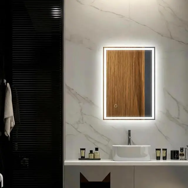 Alt view image 6 of 7 - Modern Lighted Makeup Mirror,Wall-mounted Design Bathroom Vanity Mirror,LED Mirror(Only Mirror)