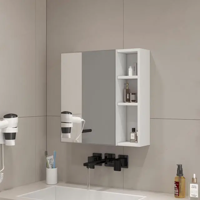 Main image of A white MDF material mirror cabinet, bathroom mirror, MDF material mirror cabinet,a separate wall mounted bathroom mirror for storage and space saving. W1151135030