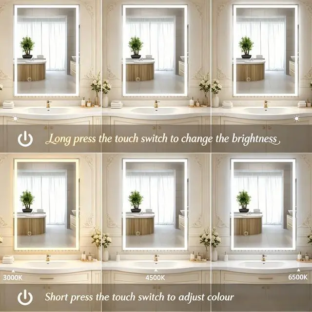 Alt view image 3 of 7 - Modern Lighted Makeup Mirror,Wall-mounted Design Bathroom Vanity Mirror,LED Mirror(Only Mirror)