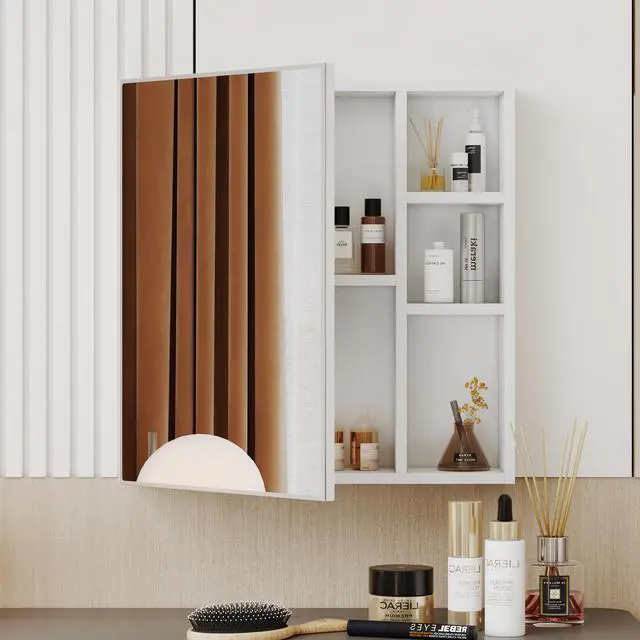 Alt view image 3 of 7 - A white MDF material mirror cabinet, bathroom mirror, MDF material mirror cabinet,a separate wall mounted bathroom mirror for storage and space saving. W1151135030