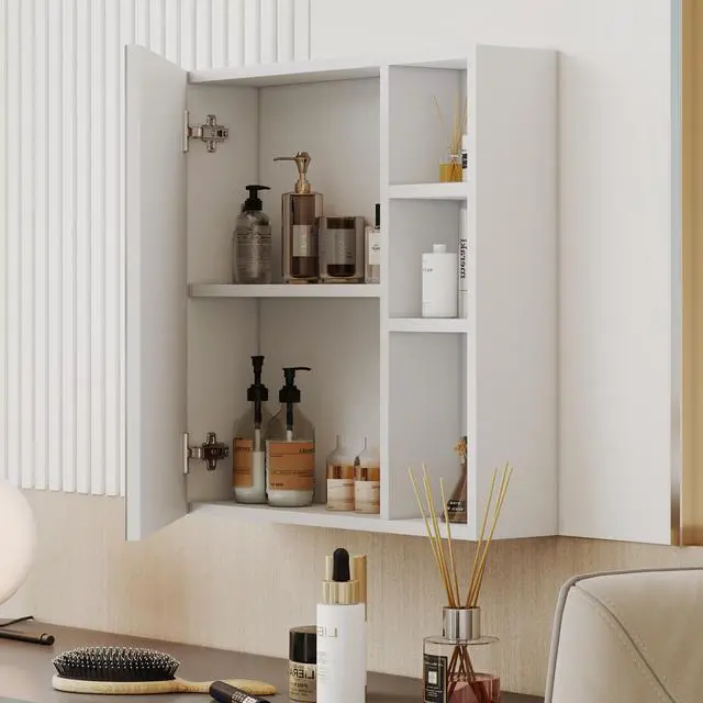 Alt view image 6 of 7 - A white MDF material mirror cabinet, bathroom mirror, MDF material mirror cabinet,a separate wall mounted bathroom mirror for storage and space saving. W1151135030
