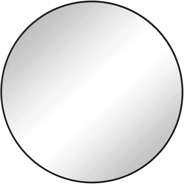Alt view image 2 of 7 - Wall Mirror 28 Inch Black Circular Mirror Metal Framed Mirror Round Vanity Mirror Dressing Mirror, for Bathroom, Living Room, Bedroom Wall Decor