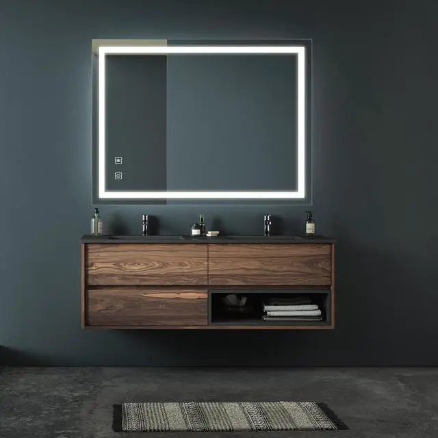 Alt view image 2 of 7 - 32x24inch Bathroom Led Classy Vanity Mirror with focused backplane,High Lumen,Dimmable Touch,Wall Switch Control, Anti-Fog ,CRI 95 Adjustable 3000K-4500K-6000K ,IP54 Waterproof Vertical & Horizontal