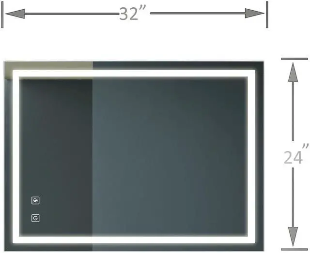 Main image of 32x24inch Bathroom Led Classy Vanity Mirror with focused backplane,High Lumen,Dimmable Touch,Wall Switch Control, Anti-Fog ,CRI 95 Adjustable 3000K-4500K-6000K ,IP54 Waterproof Vertical & Horizontal