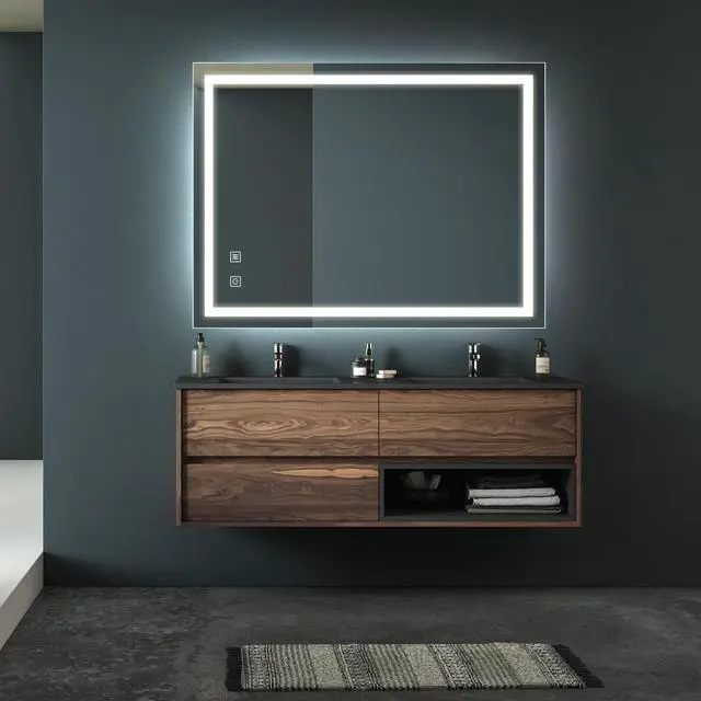 Alt view image 4 of 7 - 32x24inch Bathroom Led Classy Vanity Mirror with focused backplane,High Lumen,Dimmable Touch,Wall Switch Control, Anti-Fog ,CRI 95 Adjustable 3000K-4500K-6000K ,IP54 Waterproof Vertical & Horizontal