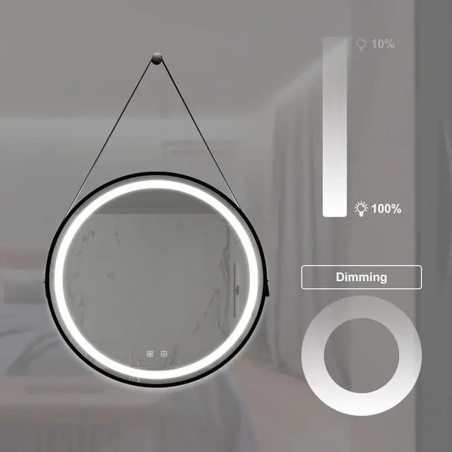 Alt view image 4 of 7 - 32inch Bathroom Led Classy Vanity Mirror with focused backplane,Black aluminum alloy frame,High Lumen,Dimmable Touch,Wall Switch Control, Anti-Fog ,CRI 95 Adjustable 3000K-4500K-6000K ,IP54 Waterproof