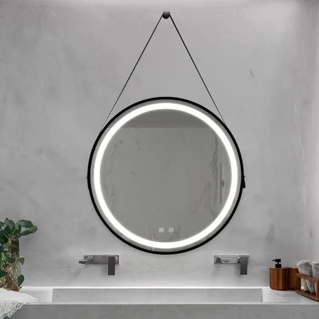 Alt view image 2 of 7 - 32inch Bathroom Led Classy Vanity Mirror with focused backplane,Black aluminum alloy frame,High Lumen,Dimmable Touch,Wall Switch Control, Anti-Fog ,CRI 95 Adjustable 3000K-4500K-6000K ,IP54 Waterproof