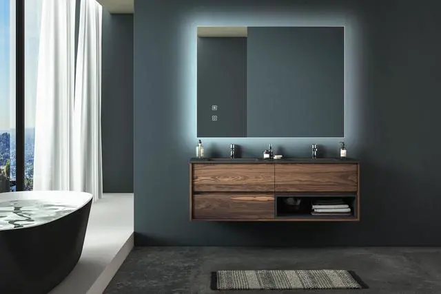 Alt view image 2 of 7 - 36X28 inch Bathroom Led Classy Vanity Mirror with High Lumen,Dimmable Touch,Wall Switch Control, Anti-Fog ,CRI 90 Adjustable 3000K-4500K-6000K ,IP54 Waterproof Energy saving Vertical & Horizontal
