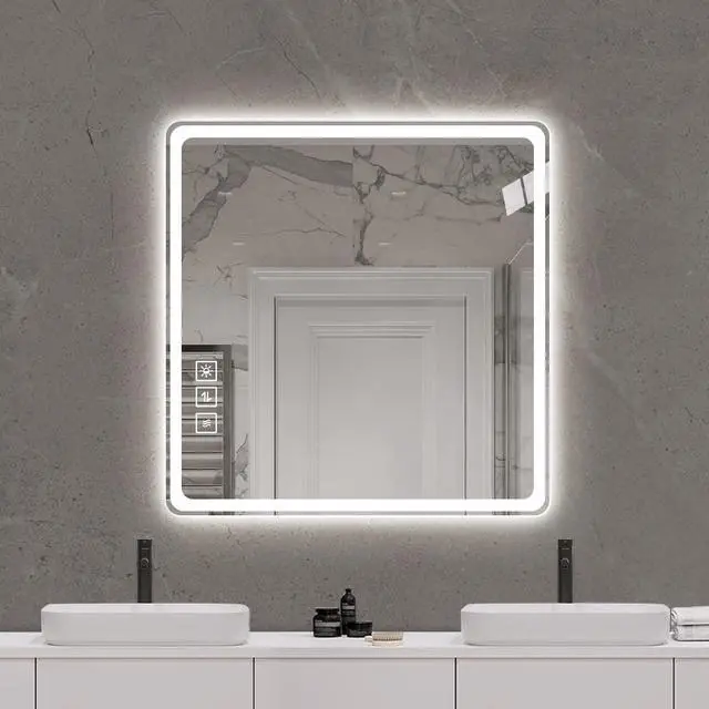 Alt view image 2 of 7 - 36X36 Inch LED Bathroom Mirror Vanity Mirrors with Front Lights Wall Mounted Anti-Fog Frameless Make Up Mirror with Light 5 mm Copper-Free Silver Mirror Horizontal or Vertical