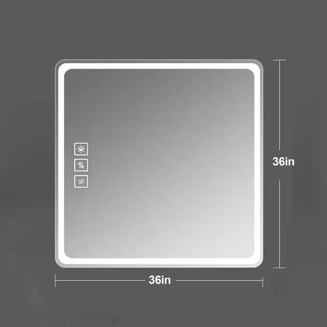 Alt view image 4 of 7 - 36X36 Inch LED Bathroom Mirror Vanity Mirrors with Front Lights Wall Mounted Anti-Fog Frameless Make Up Mirror with Light 5 mm Copper-Free Silver Mirror Horizontal or Vertical