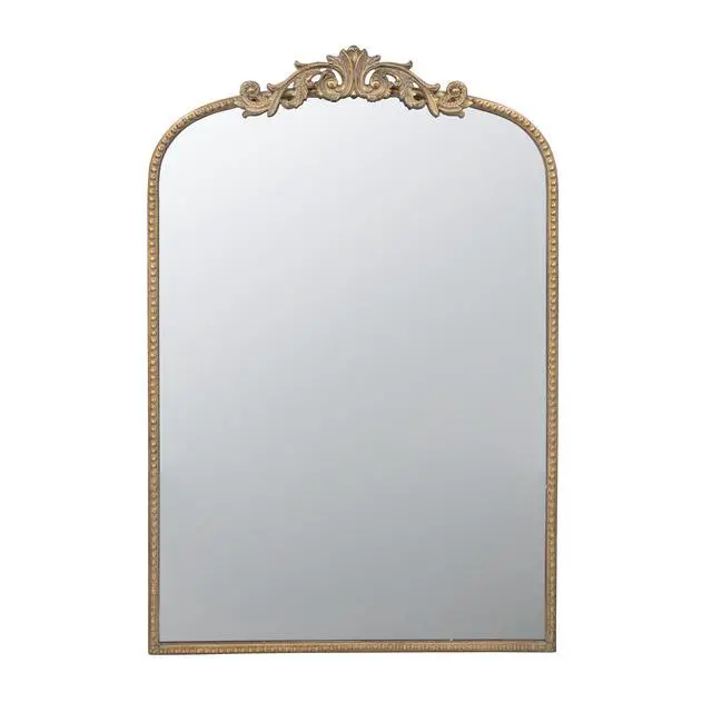 Alt view image 2 of 2 - 24" x 36" Gold Arch Mirror, Baroque Inspired Wall Decor for Bathroom Bedroom Living Room