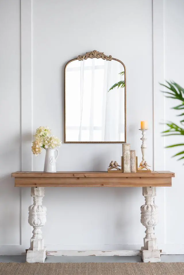 Main image of 24" x 36" Gold Arch Mirror, Baroque Inspired Wall Decor for Bathroom Bedroom Living Room