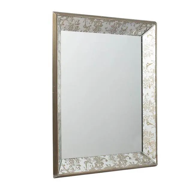 Alt view image 2 of 6 - 24" x 24" Antique Silver Square Mirror with Floral Accents, Decorative Display Tray, Hanging Mirror, Traditional Home Decor