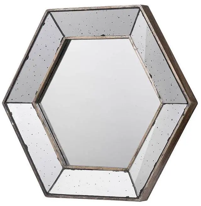 Alt view image 2 of 5 - 21" x 18" Hexagon Wall Mirror with Traditional Silver Finish, Home Decor Accent Mirror for Living Room, Entryway, Bedroom