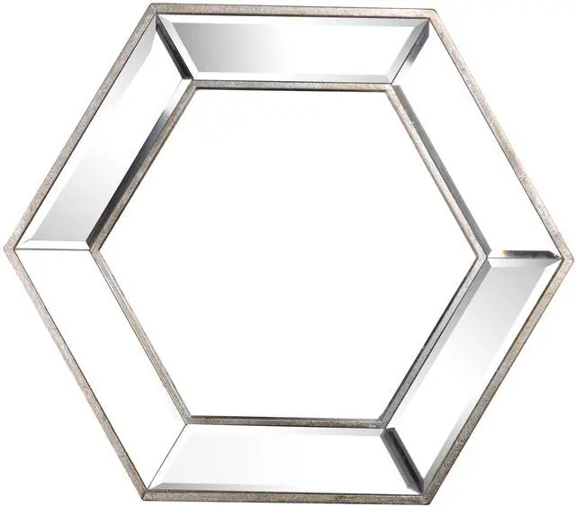 Main image of 20" x 18" Hexagon Wall Mirror with Contemporary Glass Design, Home Decor Accent Mirror for Living Room, Entryway, Bedroom