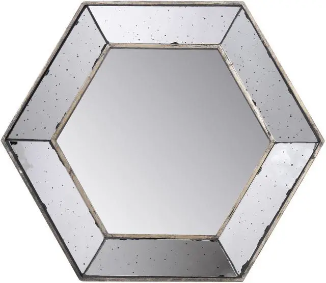 Alt view image 4 of 5 - 21" x 18" Hexagon Wall Mirror with Traditional Silver Finish, Home Decor Accent Mirror for Living Room, Entryway, Bedroom
