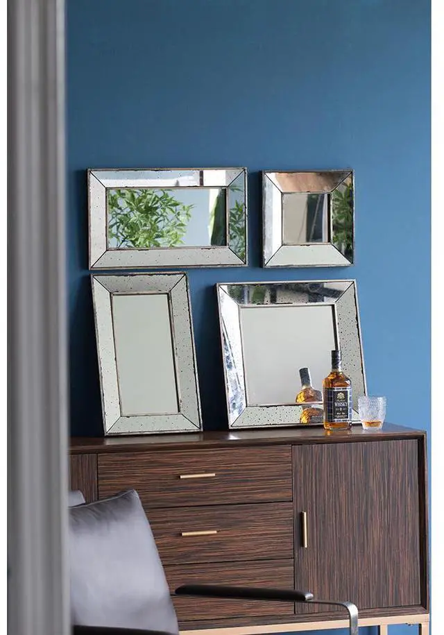 Alt view image 4 of 5 - 12" x 12" Distressed Silver Square Accent Mirror, Wall Mirror for Living Room, Entryway, Office, Bedroom, Hallway