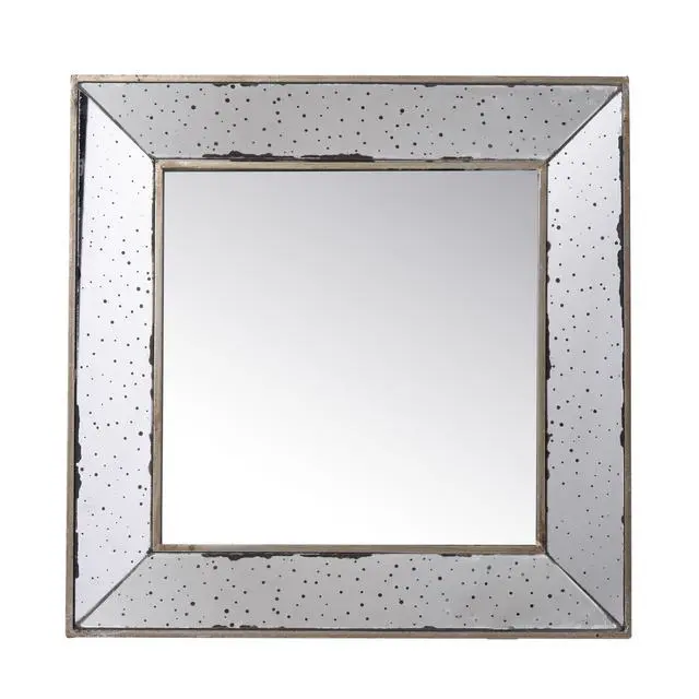 Alt view image 2 of 7 - 18" x 18" Distressed Silver Square Accent Mirror, Traditional Style Framed Wall Mirror for Living Room, Entryway, Office, Bedroom, Hallway