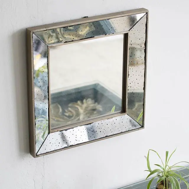 Alt view image 7 of 7 - 18" x 18" Distressed Silver Square Accent Mirror, Traditional Style Framed Wall Mirror for Living Room, Entryway, Office, Bedroom, Hallway