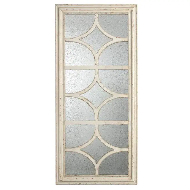 Alt view image 2 of 5 - 28"x59" Glister Rectangular Mirror with Distressed White Frame with Decorative Window Look, Vertical or Horizontal