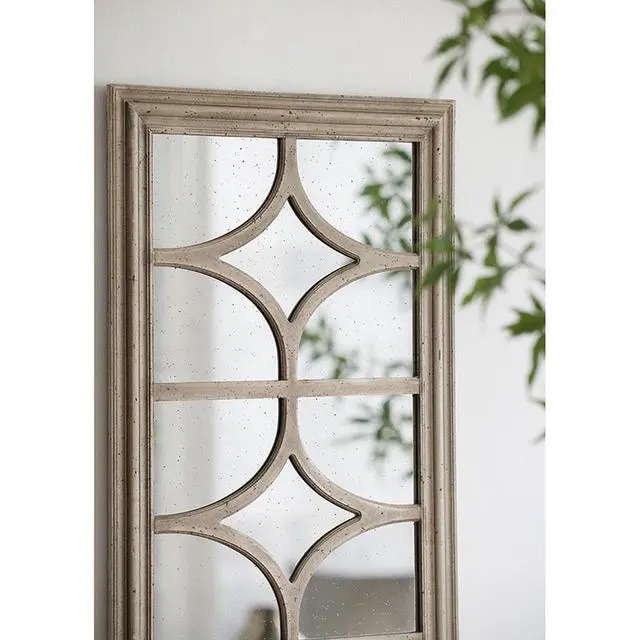 Alt view image 3 of 5 - 28"x59" Glister Rectangular Mirror with Distressed White Frame with Decorative Window Look, Vertical or Horizontal
