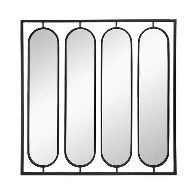 Alt view image 2 of 6 - 36" x 36" Large Four Oval Wall Mirror with Black Square Frame, Home Decor for Living Room, Bedroom, Entryway, Office