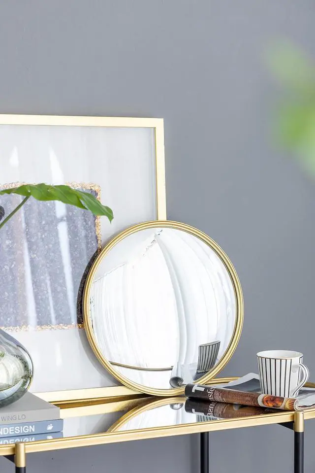 Alt view image 4 of 6 - D15" Gold Round Mirror, Circle Mirror with Iron Frame for Living Room Bedroom Vanity Entryway Hallway