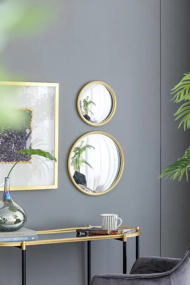 Alt view image 5 of 6 - D15" Gold Round Mirror, Circle Mirror with Iron Frame for Living Room Bedroom Vanity Entryway Hallway