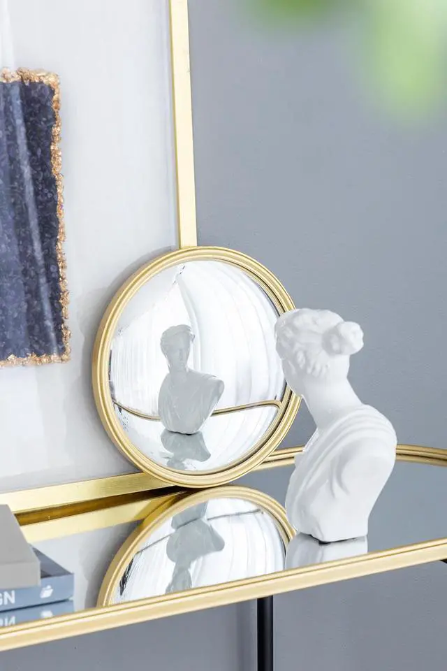 Alt view image 2 of 4 - D11" Gold Round Mirror, Circle Mirror with Iron Frame for Living Room Bedroom Vanity Entryway Hallway