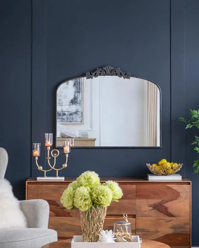 Alt view image 3 of 7 - 40" x 31" Classic Design Large Arch Mirror and Baroque Inspired Frame for Living Room Bathrrom Enterway Console