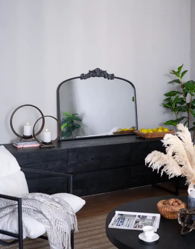 Alt view image 6 of 7 - 40" x 31" Classic Design Large Arch Mirror and Baroque Inspired Frame for Living Room Bathrrom Enterway Console