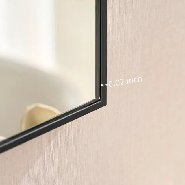 Alt view image 3 of 6 - 60x22inch Glossy Black Bathroom Mirrors For Wall Rectangle Vanity Mirror Corner Hangs Farmhouse Mirror Modern Metal Framed Rectangular Mirror, Decorative Square Corner Mirror(Horizontal & Vertical)