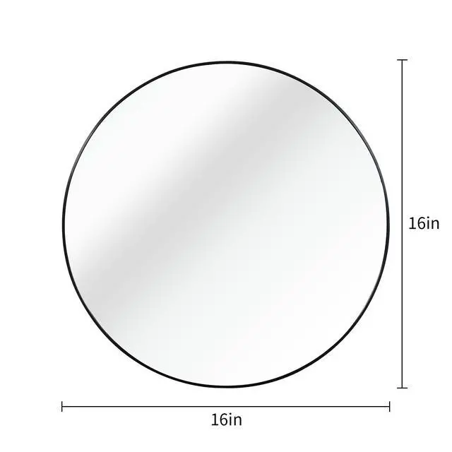 Alt view image 2 of 7 - Black 16 Inch Metal Round Bathroom Mirror