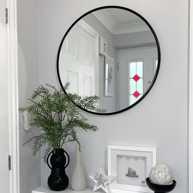Alt view image 6 of 7 - Black 20 Inch Metal Round Bathroom Mirror