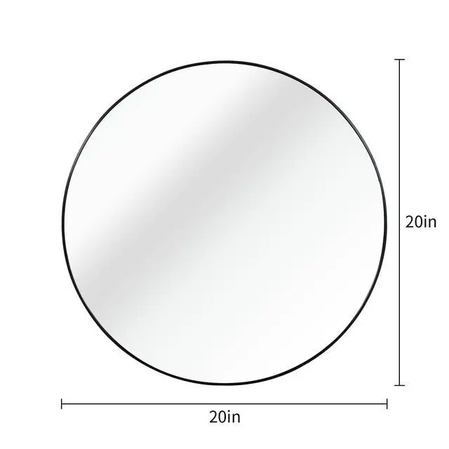 Alt view image 2 of 7 - Black 20 Inch Metal Round Bathroom Mirror