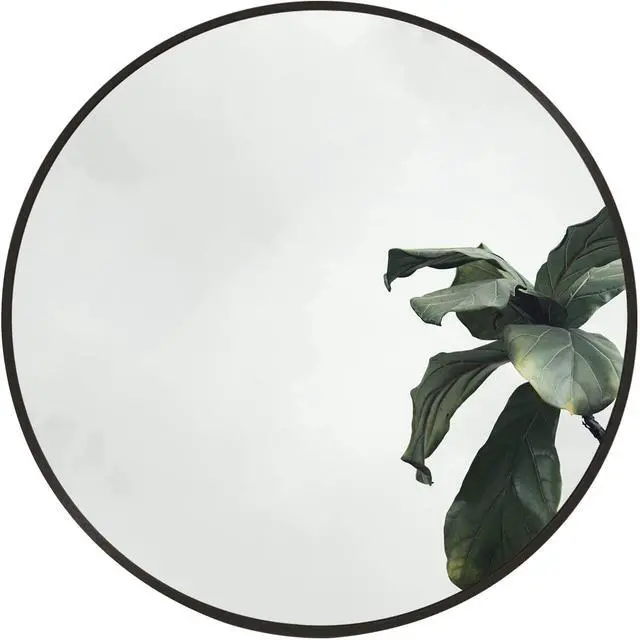 Alt view image 7 of 7 - Black 20 Inch Metal Round Bathroom Mirror