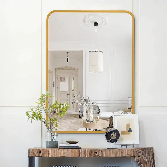 Alt view image 2 of 7 - 22x30 Inch Gold Metal Framed Rectangular Bathrrom Mirror for Wall.(W2203P183122)
