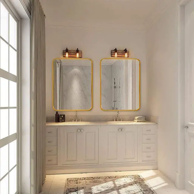 Alt view image 3 of 7 - 22x30 Inch Gold Metal Framed Rectangular Bathrrom Mirror for Wall.(W2203P183122)