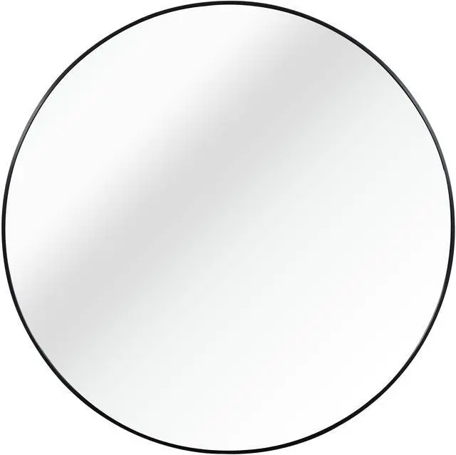 Main image of Black 20 Inch Metal Round Bathroom Mirror
