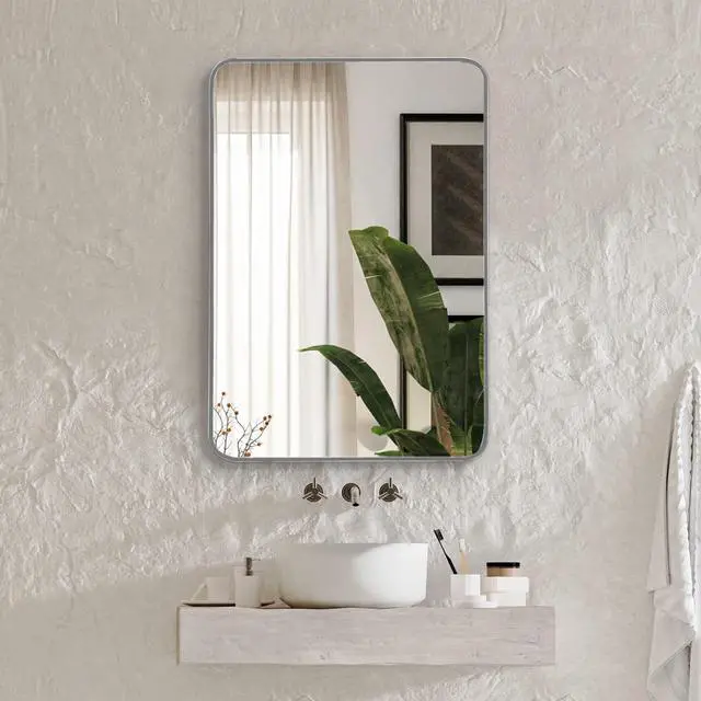 Main image of 22x30 Inch Silver Metal Framed Rectangular Bathrrom Mirror for Wall.(W2203P183126)
