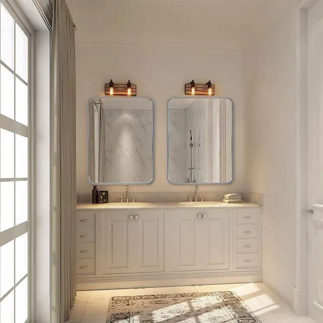 Alt view image 3 of 7 - 22x30 Inch Silver Metal Framed Rectangular Bathrrom Mirror for Wall.(W2203P183126)