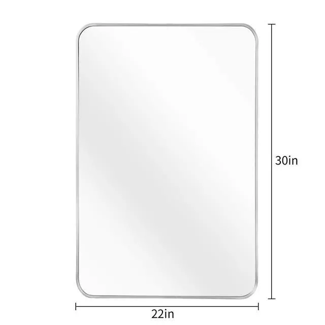 Alt view image 5 of 7 - 22x30 Inch Silver Metal Framed Rectangular Bathrrom Mirror for Wall.(W2203P183126)