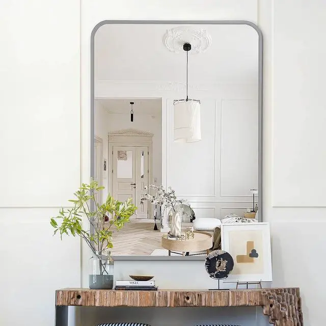 Alt view image 2 of 7 - 22x30 Inch Silver Metal Framed Rectangular Bathrrom Mirror for Wall.(W2203P183126)